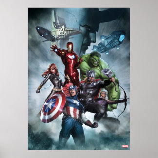 Avengers Versus Loki Drawing Poster