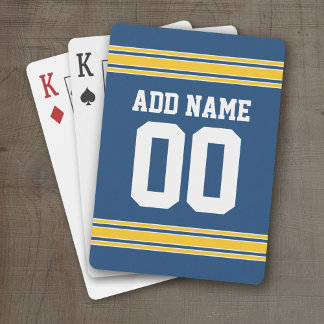 Blue Yellow Football Team Jersey name and number Poker Cards