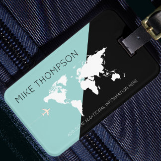 Elegant, modern & geometric world travel luggage tag