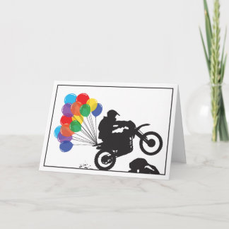 Funny Dirt Bike with Balloons Birthday Card