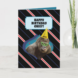 Funny Old Man Birthday Card With Gorilla
