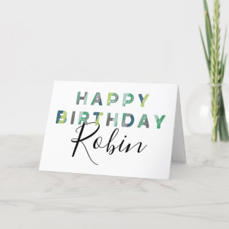 Green Letters Simple Style Personalized Birthday Card