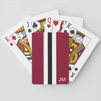 Men Burgundy Monogrammed Playing Cards