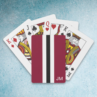 Men Burgundy Monogrammed Playing Cards