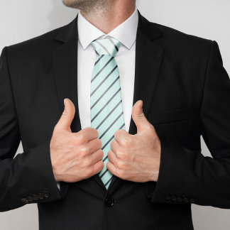 Mint and Blue Stripes Pattern Neck Tie