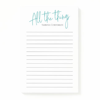 Personalized All the Things to do list Teal  Post-it Notes