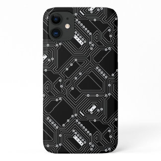 Retro Black White Cool Computer Circuit Board iPhone 11 Case