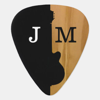 Stylish black / wood guitar pick for the guitarist